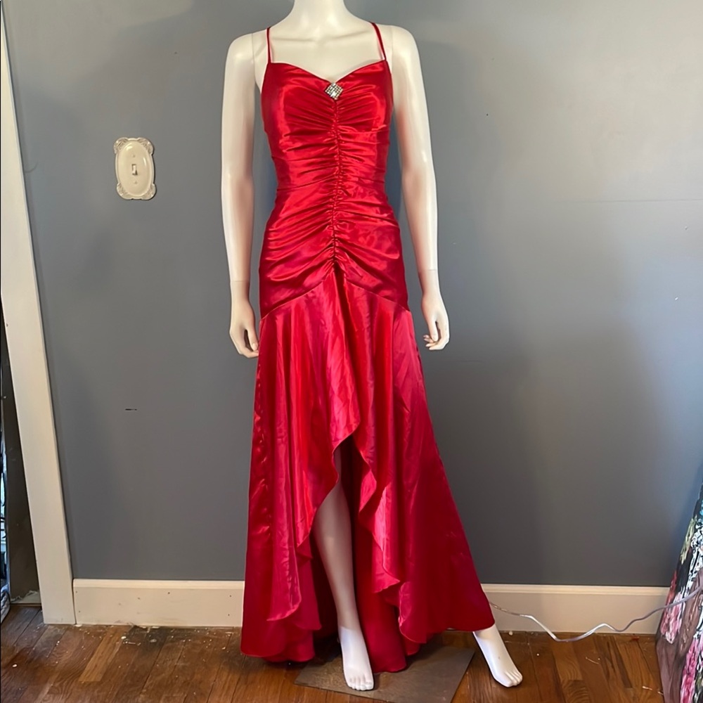 Gunne Sax Red Asymmetrical High-Low Gown